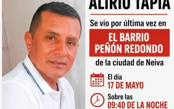 Buscan hombre desaparecido en Neiva