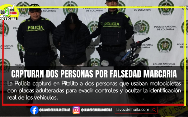 Caen motociclistas con placas adulteradas en Pitalito