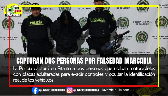Caen motociclistas con placas adulteradas en Pitalito