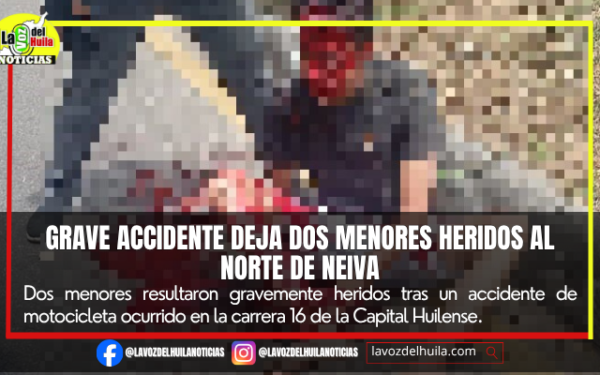 Dos menores heridos en accidente de moto en Neiva