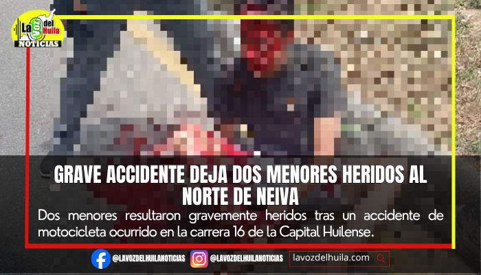 Dos menores heridos en accidente de moto en Neiva