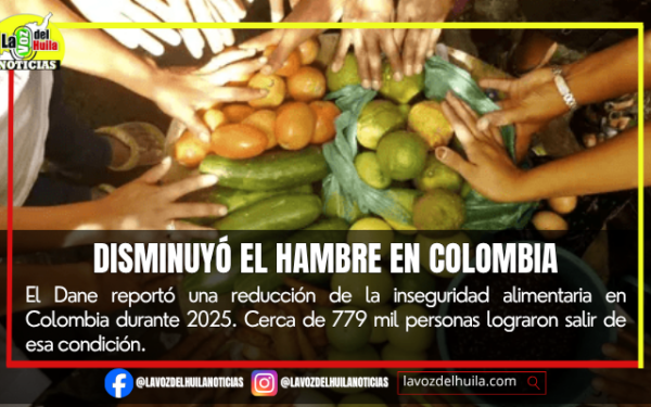 Bajó el hambre en Colombia durante 2025