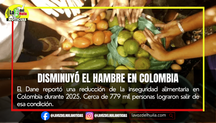 Bajó el hambre en Colombia durante 2025